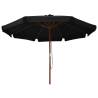 330 cm Black Outdoor Parasol with Wooden Pole | HipoMarket