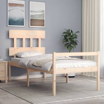 Solid Wood Bed Frame with Headboard - Single Size