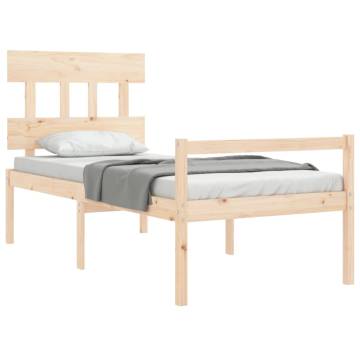 Solid Wood Bed Frame with Headboard - Single Size