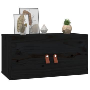 Wall Cabinets 2 pcs Black - Solid Pine Wood | HipoMarket UK