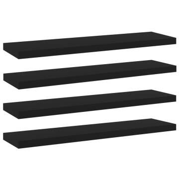 Bookshelf Boards 4 pcs Black - Engineered Wood Storage Solution