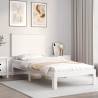 Bed Frame with Headboard White 100x200 cm Solid Wood Colour white Size 100 x 200 cm 