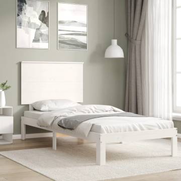 Elegant White Bed Frame with Headboard - 100x200 cm Solid Wood