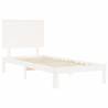 Elegant White Bed Frame with Headboard - 100x200 cm Solid Wood