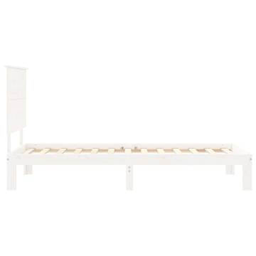 Elegant White Bed Frame with Headboard - 100x200 cm Solid Wood