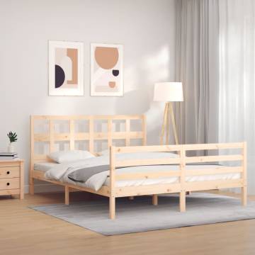 Solid Wood Bed Frame with Headboard 160x200 cm | HipoMarket