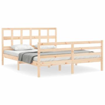 Solid Wood Bed Frame with Headboard 160x200 cm | HipoMarket