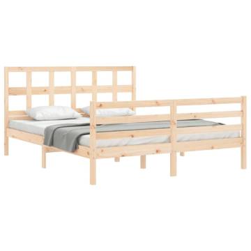 Solid Wood Bed Frame with Headboard 160x200 cm | HipoMarket