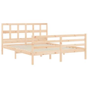 Solid Wood Bed Frame with Headboard 160x200 cm | HipoMarket