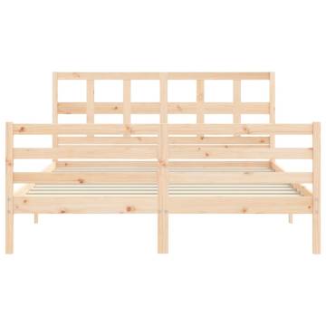 Solid Wood Bed Frame with Headboard 160x200 cm | HipoMarket