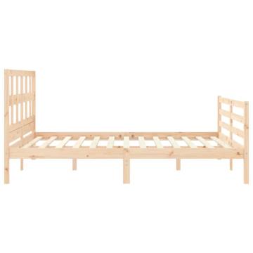 Solid Wood Bed Frame with Headboard 160x200 cm | HipoMarket