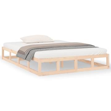 Solid Wood Bed Frame 140x190 cm - Modern & Sturdy Design