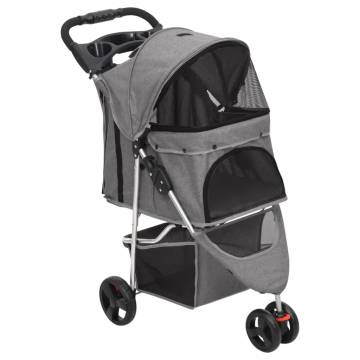 Folding Dog Stroller Grey - Comfortable & Portable | Hipomarket UK