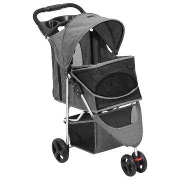 Folding Dog Stroller Grey - Comfortable & Portable | Hipomarket UK