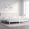 Bed Frame with Headboard White Super King Size Solid Wood Colour white Size 180 x 200 cm 