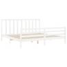 Super King Size White Bed Frame with Headboard - Solid Wood