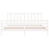 Super King Size White Bed Frame with Headboard - Solid Wood