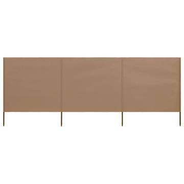 3-Panel Wind Screen Fabric 400x80 cm Taupe - Hipomarket