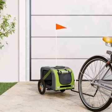 Pet Bike Trailer - Green & Grey Oxford Fabric & Iron