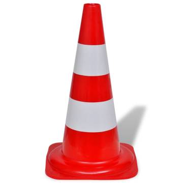 10 Reflective Traffic Cones - Red and White 50 cm