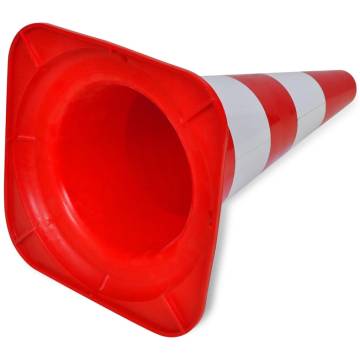 10 Reflective Traffic Cones - Red and White 50 cm