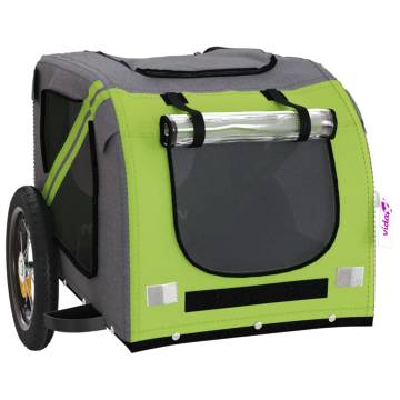 Pet Bike Trailer - Green & Grey Oxford Fabric & Iron