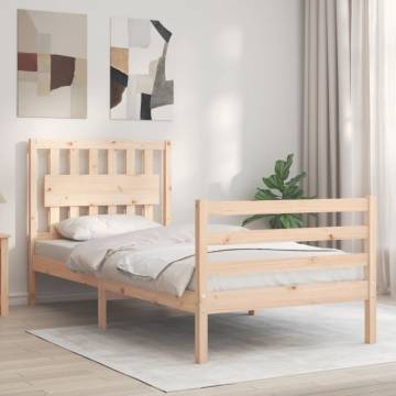 Solid Wood Bed Frame with Headboard 90x200 cm - HipoMarket