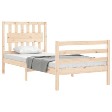 Solid Wood Bed Frame with Headboard 90x200 cm - HipoMarket