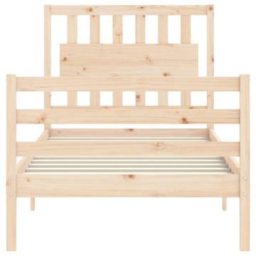 Solid Wood Bed Frame with Headboard 90x200 cm - HipoMarket