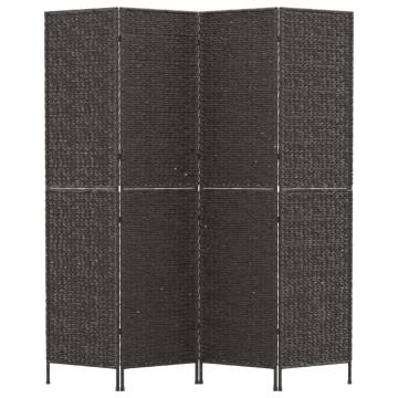 Room Divider 4-Panel Black Water Hyacinth | Stylish Privacy Screen