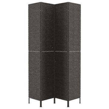 Room Divider 4-Panel Black Water Hyacinth | Stylish Privacy Screen