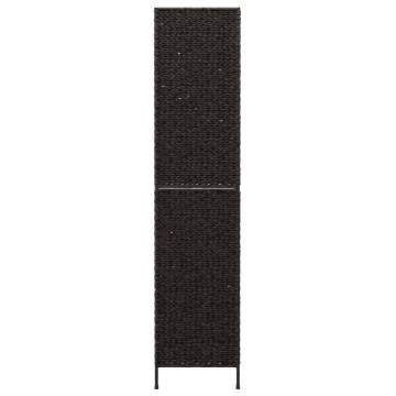 Room Divider 4-Panel Black Water Hyacinth | Stylish Privacy Screen