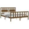 Honey Brown King Size Solid Wood Bed Frame with Headboard