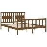 Honey Brown King Size Solid Wood Bed Frame with Headboard