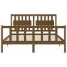 Honey Brown King Size Solid Wood Bed Frame with Headboard