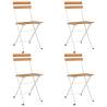 Folding Bistro Chairs Set of 4 - Solid Wood Acacia & Steel