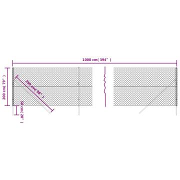 Chain Link Fence Silver 2x10 m - Durable & Versatile Security