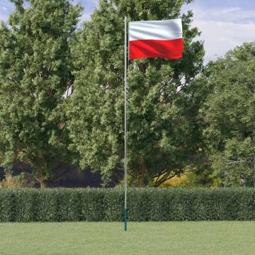 Poland Flag and Pole - 6.23 m Aluminium | HipoMarket UK