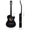 Western Classical Cutaway Guitar - 6 Strings Black 38"