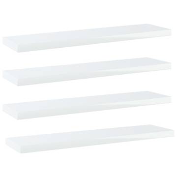 High Gloss White Bookshelf Boards - 4 pcs | Hipomarket