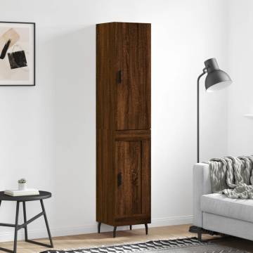 Stylish Highboard Brown Oak - 34.5x34x180 cm | HipoMarket