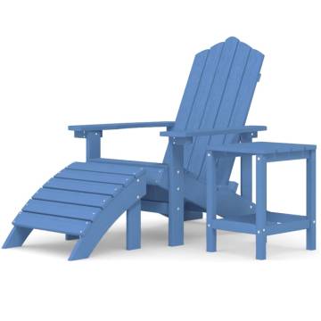 Aqua Blue HDPE Garden Adirondack Chair Set with Footstool & Table