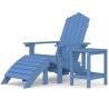 Aqua Blue HDPE Garden Adirondack Chair Set with Footstool & Table