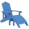 Aqua Blue HDPE Garden Adirondack Chair Set with Footstool & Table