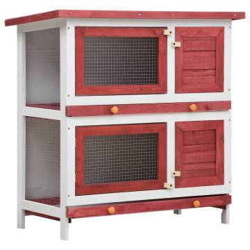 Outdoor Rabbit Hutch with 4 Doors - Red Wood | HipoMarket