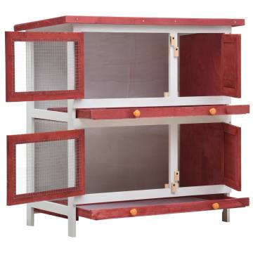 Outdoor Rabbit Hutch with 4 Doors - Red Wood | HipoMarket