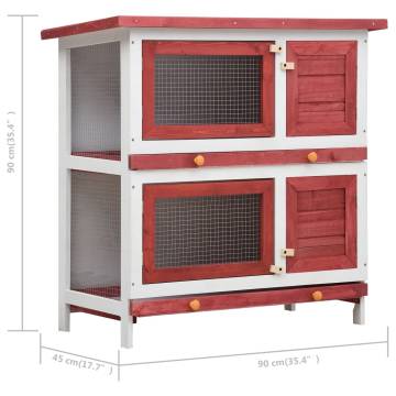 Outdoor Rabbit Hutch with 4 Doors - Red Wood | HipoMarket