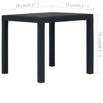 Garden Table Anthracite 79x79x72 cm - Plastic Rattan Look