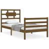 Honey Brown Solid Wood Bed Frame with Headboard - 90x200 cm