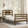 Honey Brown Solid Wood Bed Frame with Headboard - 90x200 cm